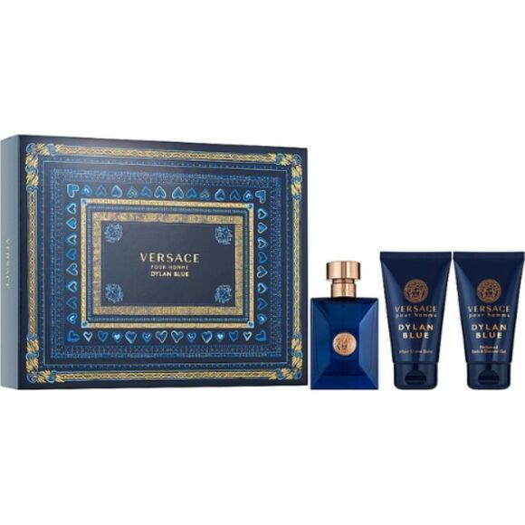 Versace Pour Homme Dylan Blue 3 Piece Set-After Balm shave, shower Gel & Perfume - Picture 1 of 7